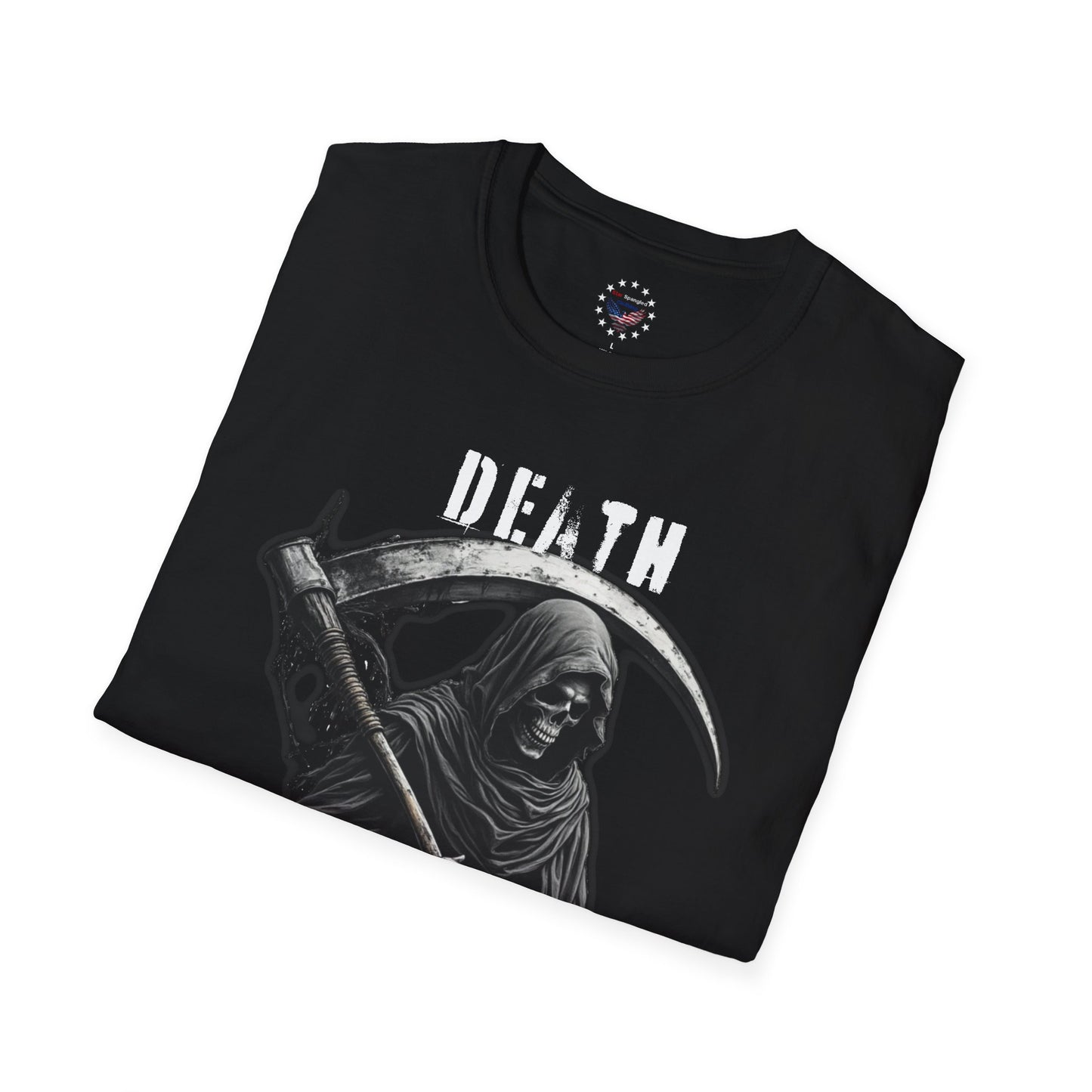 Grim Reaper T-Shirt - Death Comes For All Of Us - Logo Sleeve