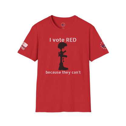 Battlefield Cross Shirt - 'I vote RED, because they can't'