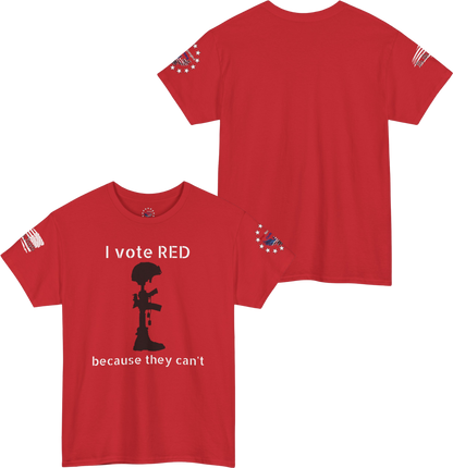 Battlefield Cross Shirt - 'I vote RED, because they can't'